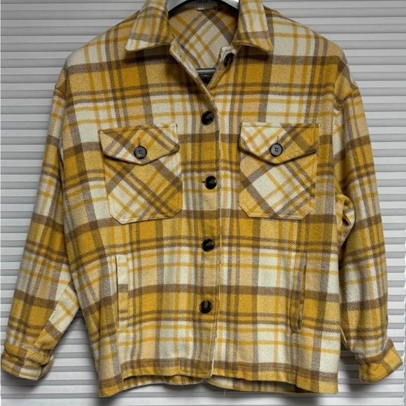 Lucca Jackets & Blazers - Plaid Yellow Utility Jacket